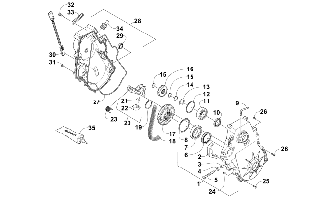 Parts Diagram for Arctic Cat 2014 ZR 6000 SNO PRO R CROSS COUNTRY SNOWMOBILE CHAIN CASE ASSEMBLY