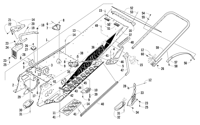 Parts Diagram for Arctic Cat 2014 ZR 6000 SNO PRO R SNOWMOBILE TUNNEL, REAR BUMPER, AND SNOWFLAP ASSEMBLY