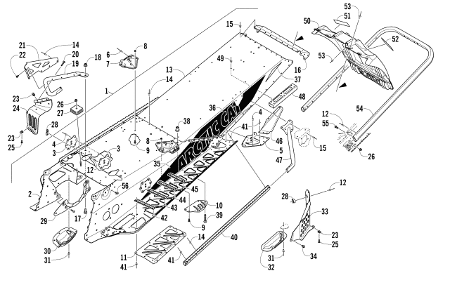 Parts Diagram for Arctic Cat 2014 ZR 6000 SNO PRO R CROSS COUNTRY SNOWMOBILE TUNNEL, REAR BUMPER, AND SNOWFLAP ASSEMBLY
