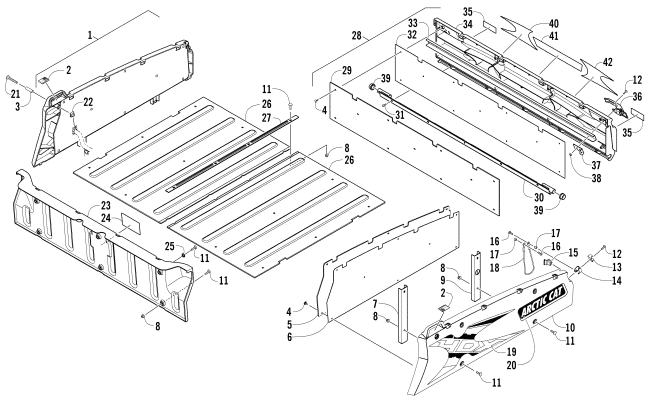 Parts Diagram for Arctic Cat 2014 PROWLER 500 HDX LTD ATV CARGO BOX AND TAILGATE ASSEMBLY