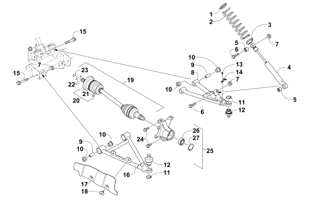 Parts Diagram for Arctic Cat 2013 PROWLER 700 HDX KE ATV FRONT SUSPENSION ASSEMBLY