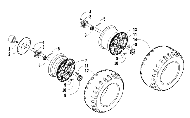 Parts Diagram for Arctic Cat 2014 PROWLER 550 XT ATV WHEEL AND TIRE ASSEMBLY