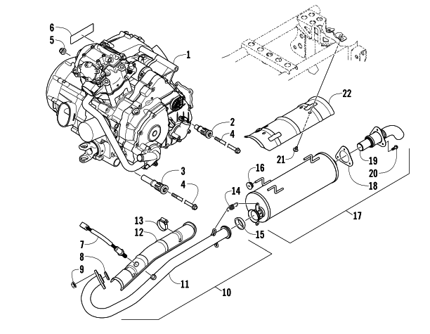 Parts Diagram for Arctic Cat 2015 450 ATV ENGINE AND EXHAUST