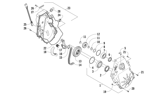 Parts Diagram for Arctic Cat 2015 XF 8000 HIGH COUNTRY 141 SNO PRO SNOWMOBILE CHAIN CASE ASSEMBLY