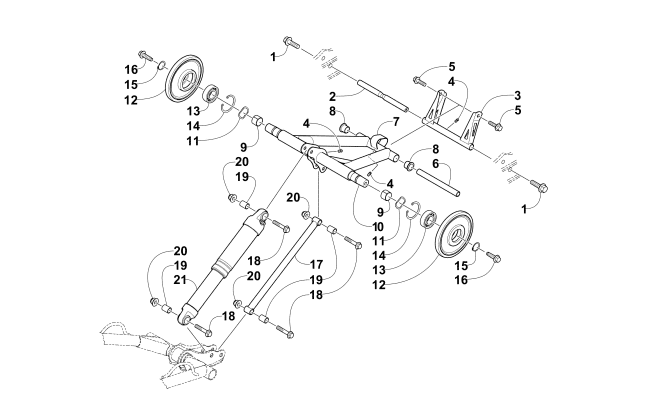 Parts Diagram for Arctic Cat 2016 XF 7000 HIGH COUNTRY 141 SNOWMOBILE REAR SUSPENSION REAR ARM ASSEMBLY