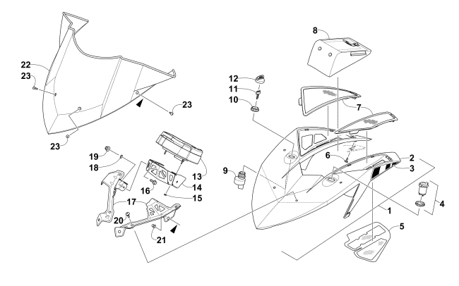 Parts Diagram for Arctic Cat 2015 M 9000 SNO PRO LTD 162 SNOWMOBILE WINDHSIELD AND INSTRUMENTS ASSEMBLIES