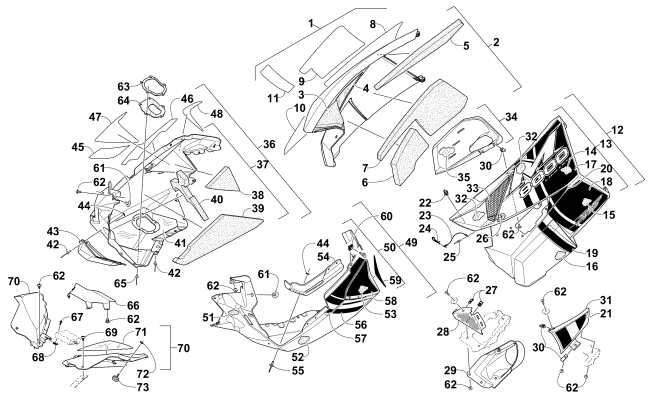 Parts Diagram for Arctic Cat 2015 M 8000 SNO PRO LTD ES 162 SNOWMOBILE SKID PLATE AND SIDE PANEL ASSEMBLY