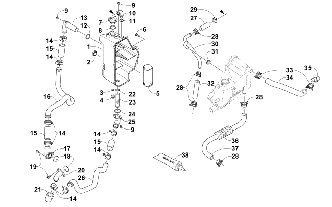 Parts Diagram for Arctic Cat 2015 M 9000 HCR 162 SNOWMOBILE OIL TANK ASSEMBLY