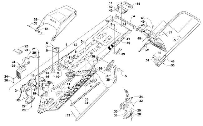 Parts Diagram for Arctic Cat 2015 M 9000 SNO PRO LTD 162 SNOWMOBILE TUNNEL, REAR BUMPER, AND SNOWFLAP ASSEMBLY