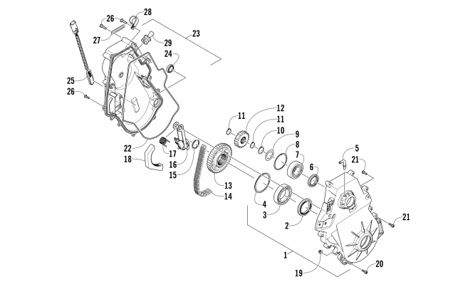 Parts Diagram for Arctic Cat 2015 XF 6000 SNO PRO ES 137 EARLY BUILD SNOWMOBILE CHAIN CASE ASSEMBLY