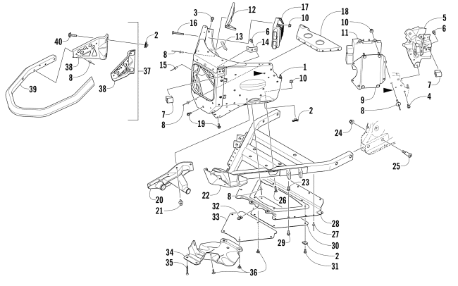 Parts Diagram for Arctic Cat 2015 XF 7000 CROSS-COUNTRY 141 SNOWMOBILE FRONT BUMPER AND FRAME ASSEMBLY