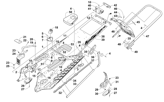 Parts Diagram for Arctic Cat 2015 XF 7000 HIGH COUNTRY 141 SNO PRO SNOWMOBILE TUNNEL, REAR BUMPER, AND SNOWFLAP ASSEMBLY
