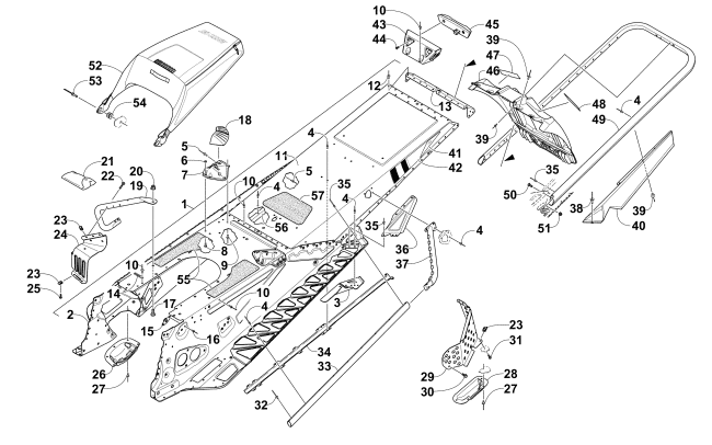 Parts Diagram for Arctic Cat 2015 XF 7000 SNO PRO LTD 137 SNOWMOBILE TUNNEL, REAR BUMPER, AND SNOWFLAP ASSEMBLY