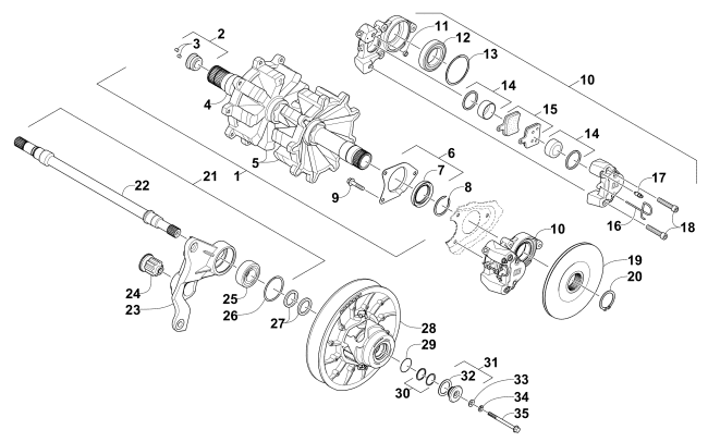 Parts Diagram for Arctic Cat 2015 XF 9000 LXR 137 SNOWMOBILE DRIVE TRAIN SHAFTS AND BRAKE ASSEMBLIES