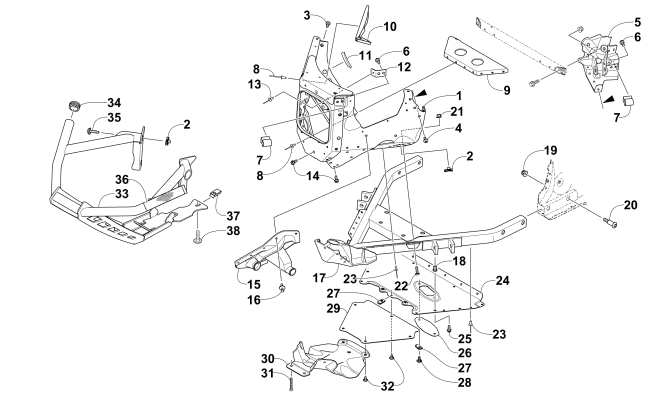 Parts Diagram for Arctic Cat 2015 ZR 9000 EL TIGRE SNOWMOBILE FRONT BUMPER AND FRAME ASSEMBLY