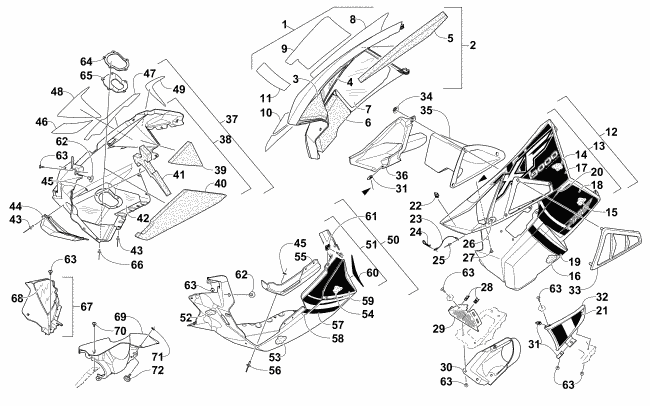 Parts Diagram for Arctic Cat 2015 XF 9000 SNO PRO LTD 137 SNOWMOBILE SKID PLATE AND SIDE PANEL ASSEMBLY