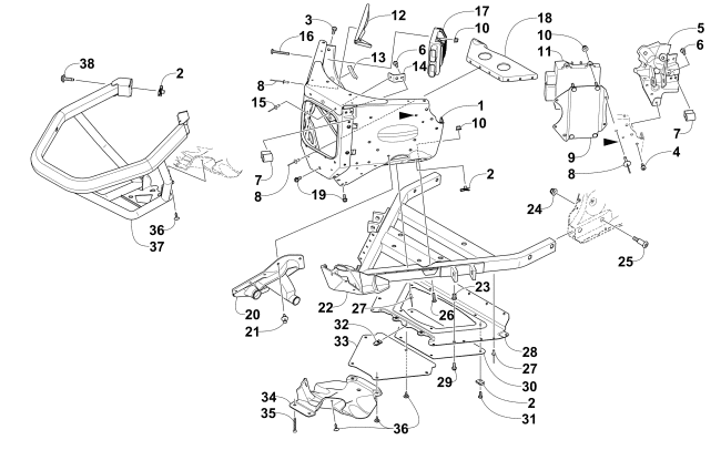 Parts Diagram for Arctic Cat 2015 XF 7000 CROSS-TOUR 141 SNOWMOBILE FRONT BUMPER AND FRAME ASSEMBLY