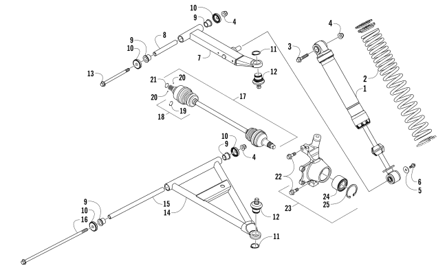 Parts Diagram for Arctic Cat 2015 WILDCAT TRAIL LIMITED ATV FRONT SUSPENSION ASSEMBLY