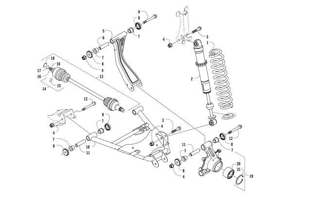 Parts Diagram for Arctic Cat 2014 WILDCAT TRAIL ATV REAR SUSPENSION SHOCK ABSORBER ASSEMBLY
