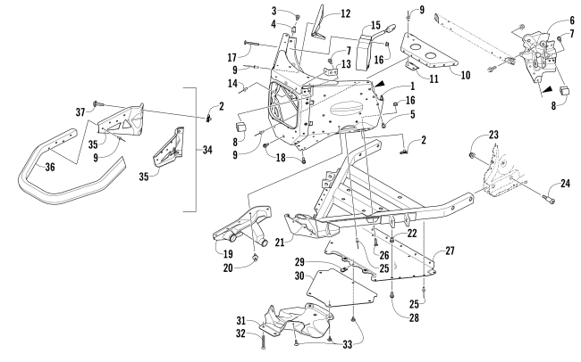 Parts Diagram for Arctic Cat 2015 XF 8000 LXR 137 SNOWMOBILE FRONT BUMPER AND FRAME ASSEMBLY