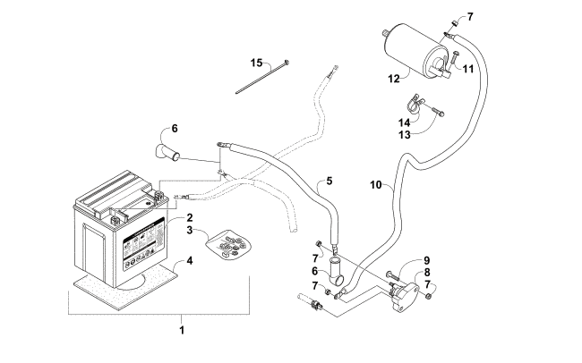 Parts Diagram for Arctic Cat 2014 WILDCAT TRAIL LIME ATV BATTERY AND STARTER MOTOR ASSEMBLY