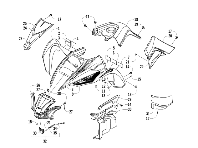 Parts Diagram for Arctic Cat 2014 XC 450 EFI / ATV FRONT BODY ASSEMBLY