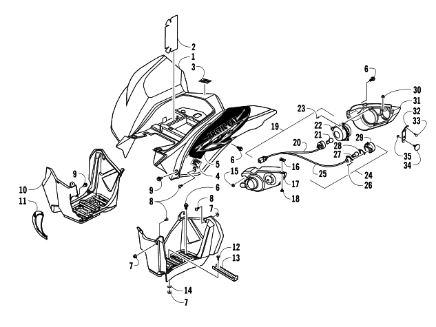 Parts Diagram for Arctic Cat 2014 XC 450 EFI / ATV REAR BODY AND TAILLIGHT ASSEMBLY
