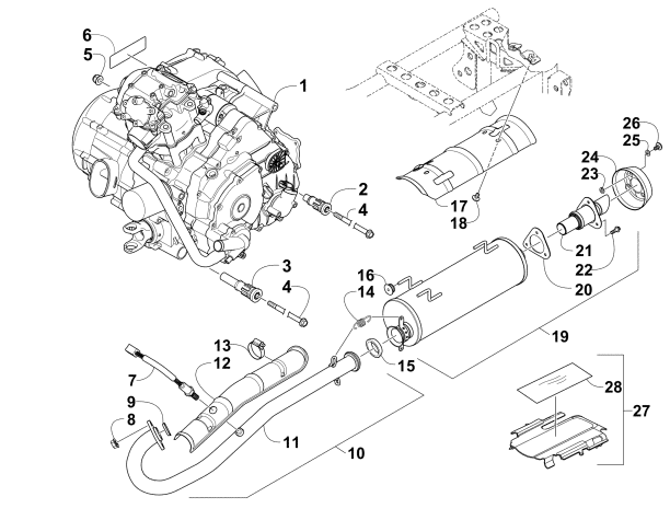 Parts Diagram for Arctic Cat 2014 XC 450 EFI / ATV ENGINE AND EXHAUST
