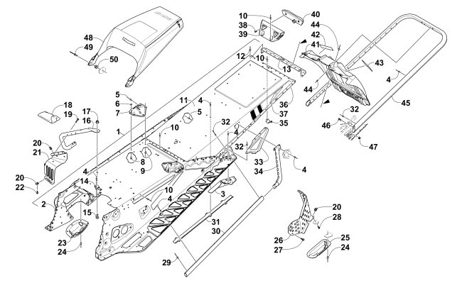 Parts Diagram for Arctic Cat 2015 XF 8000 CROSS-COUNTRY LTD 141 SNOWMOBILE TUNNEL, REAR BUMPER, AND SNOWFLAP ASSEMBLY