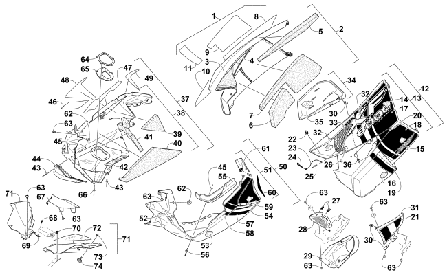 Parts Diagram for Arctic Cat 2015 XF 8000 HIGH COUNTRY LTD 141 SNOWMOBILE SKID PLATE AND SIDE PANEL ASSEMBLY