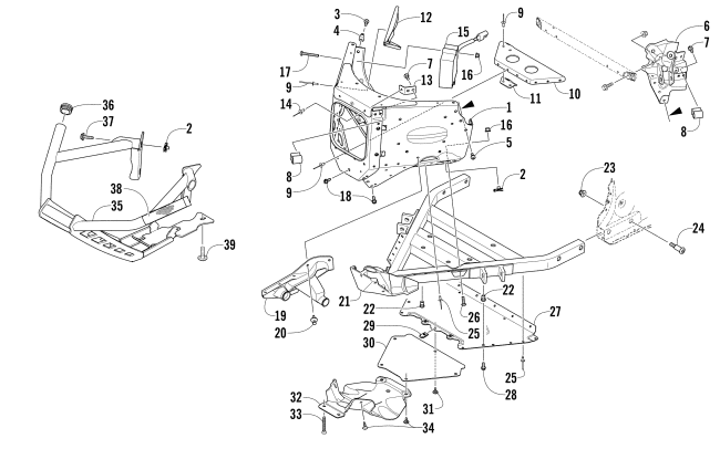 Parts Diagram for Arctic Cat 2015 ZR 8000 SNO PRO LTD SNOWMOBILE FRONT BUMPER AND FRAME ASSEMBLY