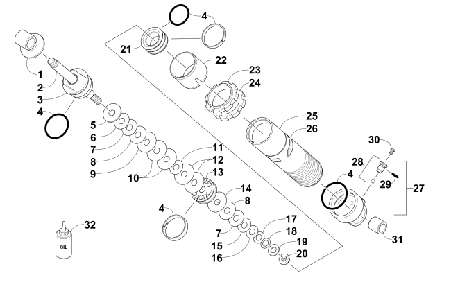 Parts Diagram for Arctic Cat 2015 M 6000 153 SNOWMOBILE REAR SUSPENSION FRONT ARM SHOCK ABSORBER