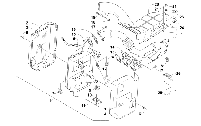 Parts Diagram for Arctic Cat 2016 XF 7000 HIGH COUNTRY 141 SNOWMOBILE EXHAUST ASSEMBLY