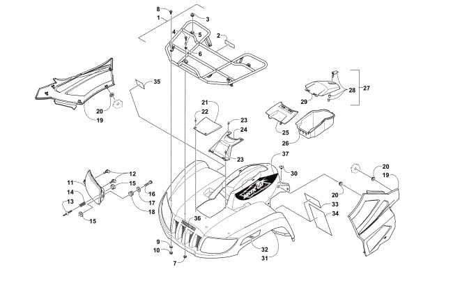 Parts Diagram for Arctic Cat 2015 TRV 500 ATV FRONT RACK, BODY PANEL, AND HEADLIGHT ASSEMBLIES