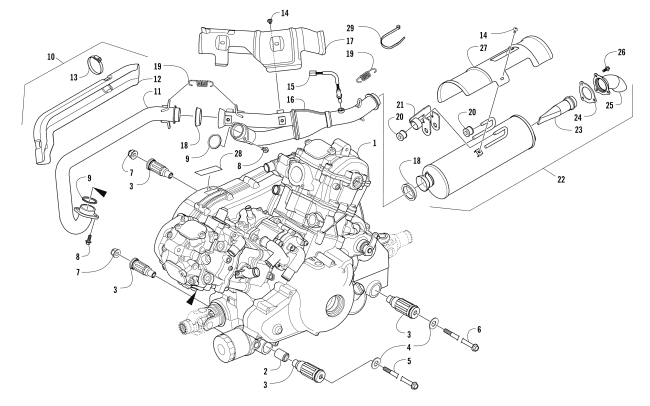 Parts Diagram for Arctic Cat 2015 TRV 1000 XT ATV ENGINE AND EXHAUST