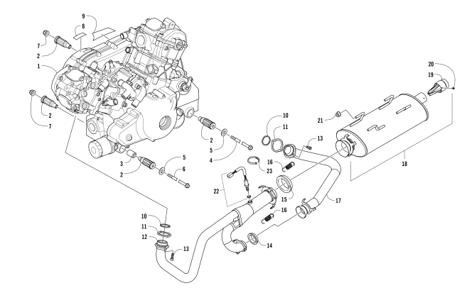 Parts Diagram for Arctic Cat 2015 WILDCAT X ATV ENGINE AND EXHAUST