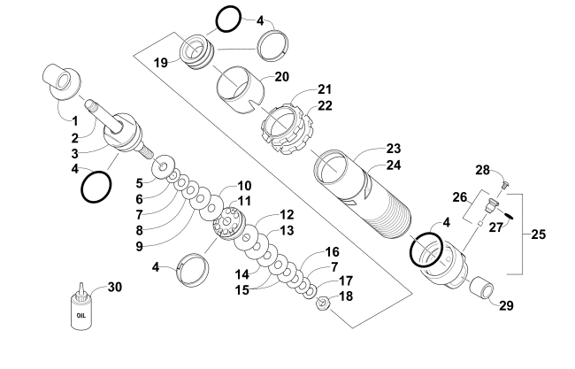 Parts Diagram for Arctic Cat 2015 ZR 5000 LXR SNOWMOBILE REAR SUSPENSION FRONT ARM SHOCK ABSORBER