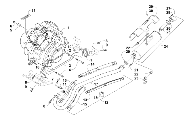 Parts Diagram for Arctic Cat 2015 TRV 550 XT ATV ENGINE AND EXHAUST