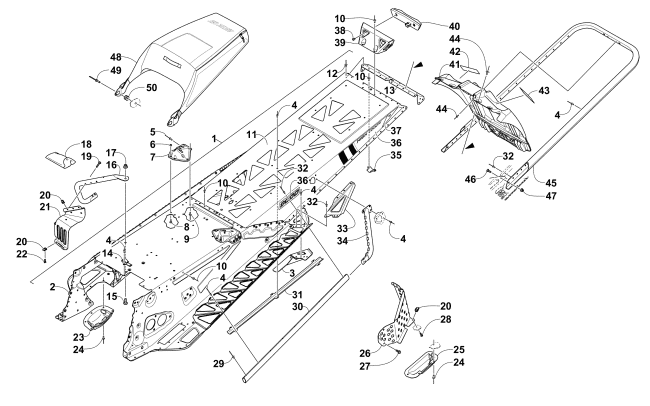 Parts Diagram for Arctic Cat 2015 XF 8000 HIGH COUNTRY LTD 141 SNOWMOBILE TUNNEL, REAR BUMPER, AND SNOWFLAP ASSEMBLY