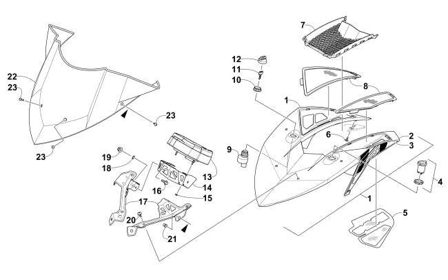 Parts Diagram for Arctic Cat 2015 XF 8000 HIGH COUNTRY 141 SNO PRO SNOWMOBILE WINDSHIELD AND INSTRUMENTS ASSEMBLIES