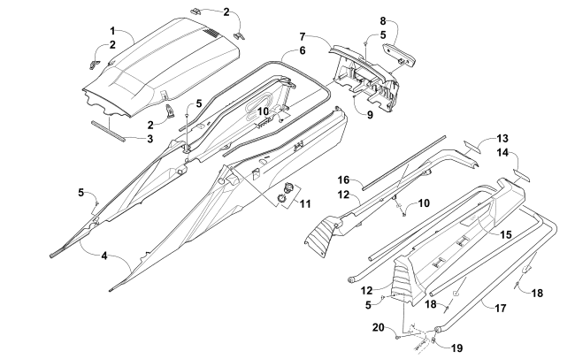 Parts Diagram for Arctic Cat 2016 XF 7000 CROSS-TOUR SNOWMOBILE REAR BUMPER, STORAGE, AND TAILLIGHT ASSEMBLY