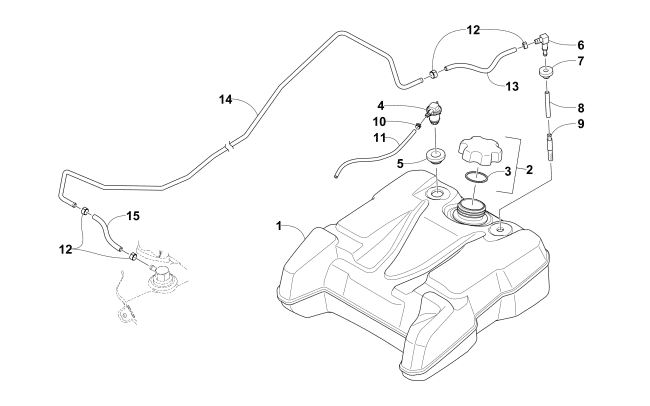 Parts Diagram for Arctic Cat 2015 PANTERA 7000 LTD SNOWMOBILE AUXILIARY GAS TANK ASSEMBLY
