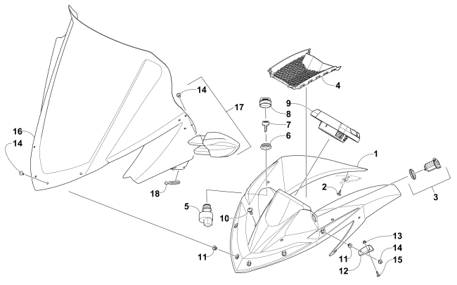 Parts Diagram for Arctic Cat 2015 PANTERA 7000 SNOWMOBILE WINDSHIELD AND INSTRUMENTS ASSEMBLIES