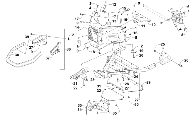 Parts Diagram for Arctic Cat 2015 M 6000 ES 153 SNOWMOBILE FRONT BUMPER AND FRAME ASSEMBLY