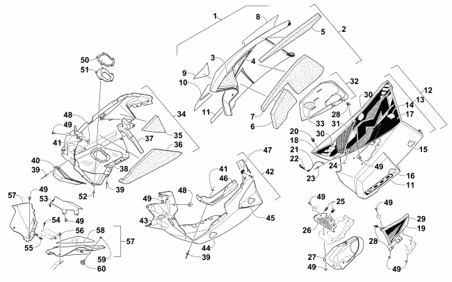 Parts Diagram for Arctic Cat 2015 M 8000 SNO PRO 162 SNOWMOBILE SKID PLATE AND SIDE PANEL ASSEMBLY