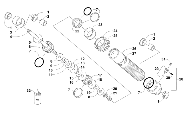 Parts Diagram for Arctic Cat 2015 PANTERA 7000 SNOWMOBILE FRONT SUSPENSION SHOCK ABSORBER
