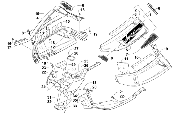 Parts Diagram for Arctic Cat 2015 LYNX 2000 LT SNOWMOBILE SKID PLATE AND SIDE PANEL ASSEMBLY
