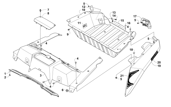 Parts Diagram for Arctic Cat 2015 WILDCAT X ATV CARGO BOX AND TAILLIGHT ASSEMBLY