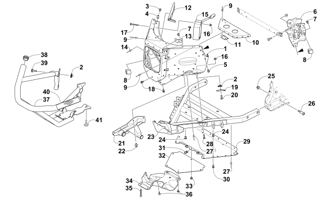 Parts Diagram for Arctic Cat 2015 M 8000 SNO PRO LTD 162 SNOWMOBILE FRONT BUMPER AND FRAME ASSEMBLY