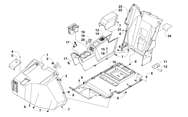 Parts Diagram for Arctic Cat 2015 WILDCAT X ATV CONSOLE AND FLOOR PANEL ASSEMBLY